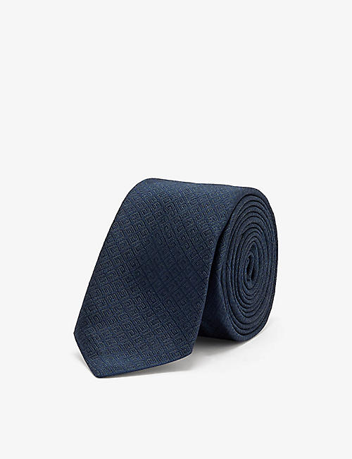 GIVENCHY: Monogram-pattern narrow-blade silk tie