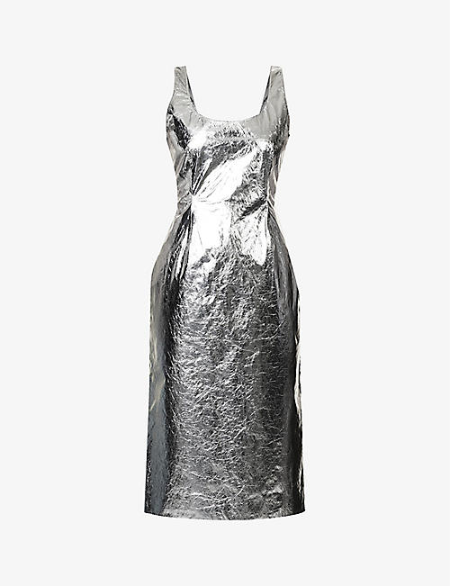 STINE GOYA: Louise scoop-neck recycled-polyester midi dress