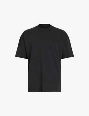 Creu Oversized Faded Crew Neck T-shirt In Washed Black