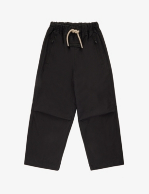 Essentials Fog X  Boys Jet Black Kids  Brand-patch Cotton-blend Trousers 2-12 Years