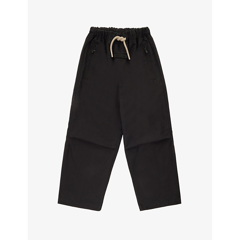 Essentials Fog X  Boys Jet Black Kids  Brand-patch Cotton-blend Trousers 2-12 Years