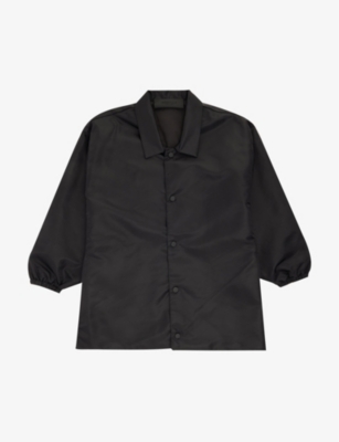 Essentials Fear Of God  Boys Jet Black Kids  Coaches Brand-appliqué Shell Jacket 2-12 Years