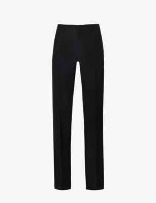 PHILOSOPHY DI LORENZO SERAFINI PHILOSOPHY DI LORENZO SERAFINI WOMEN'S BLACK STRAIGHT-LEG MID-RISE WOVEN TROUSERS,68540785