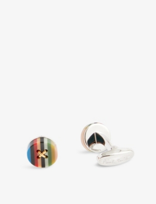 PAUL SMITH: Button zinc-plated&nbsp;copper and resin cufflinks