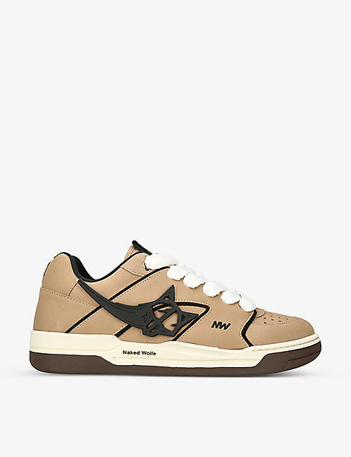 NAKED WOLFE: Horizon wolf-embellishment leather low-top trainers