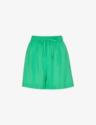 Whistles Womens Green Nicola Elasticated-waist Woven Short