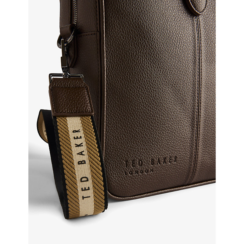 Shop Ted Baker Brn-choc Kaden Faux-leather Briefcase