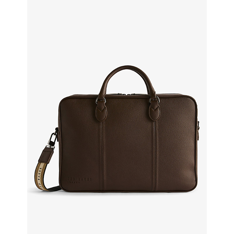 Shop Ted Baker Brn-choc Kaden Faux-leather Briefcase