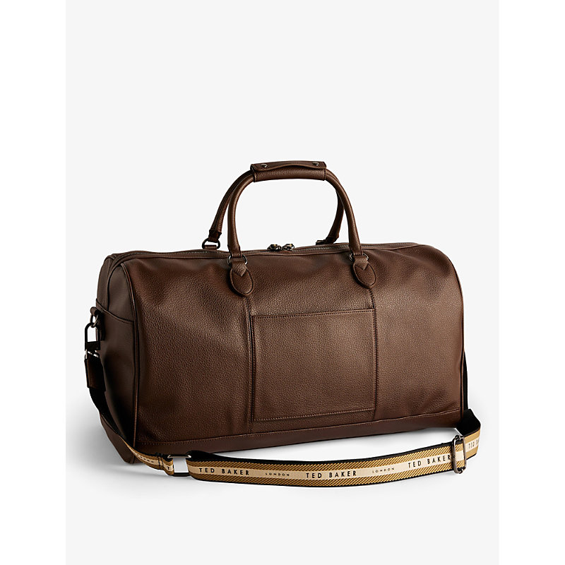 Shop Ted Baker Kalvin Branded Faux-leather Holdall In Brn-choc