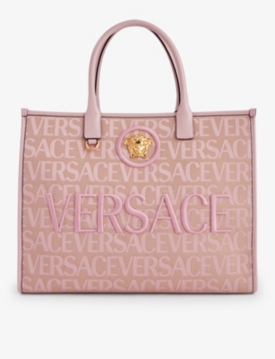 Versace La Medusa Large Cotton-blend Tote Bag in Natural