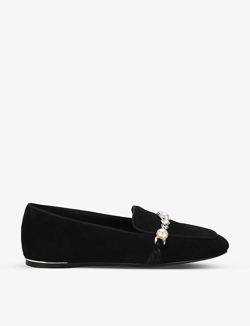Carvela Womens Black Precious Crystal And Faux-pear Suede-leather Loafers