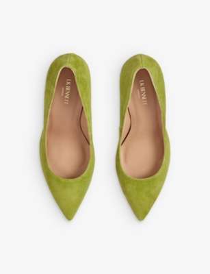 LK BENNETT: Floret pointed-toe suede court shoes