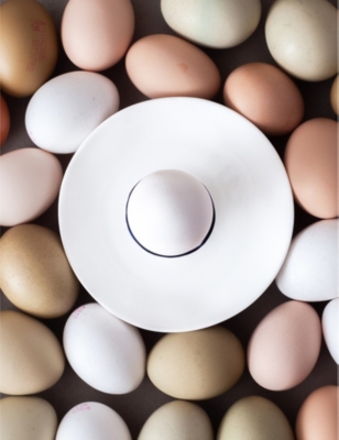 FELDSPAR: Cobalt hand-painted bone-china egg cup 13.5cm