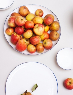FELDSPAR: Dimpled-texture shallow bone-china serving bowl 34cm
