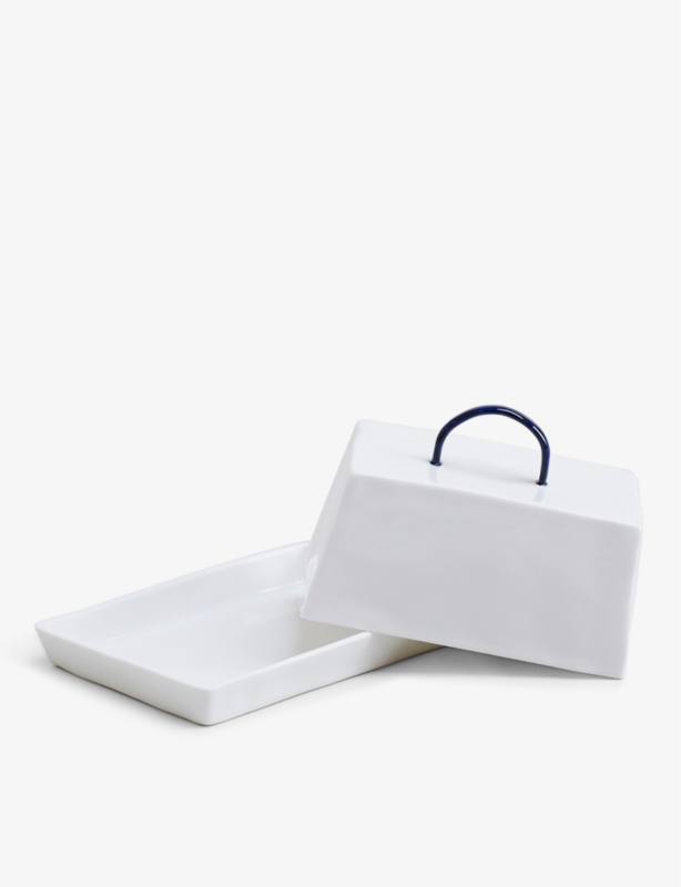 Painted-handle bone-china butter dish 9.3cm