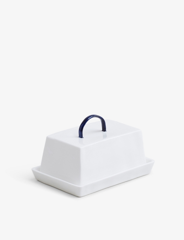 Painted-handle bone-china butter dish 9.3cm