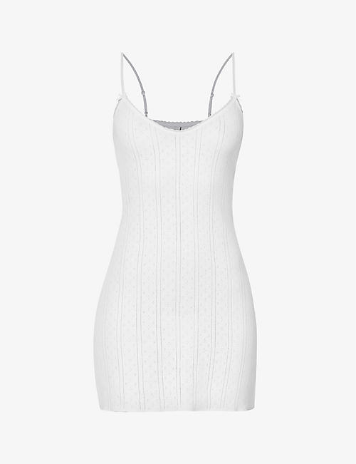 COU COU INTIMATES: Pointelle sleeveless organic-cotton mini dress