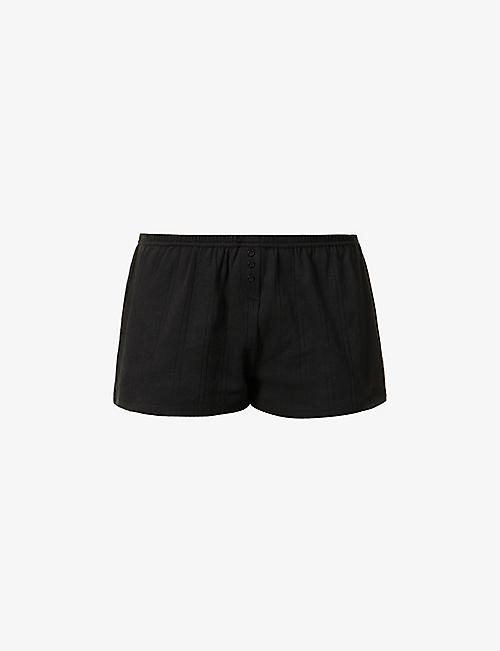 COU COU INTIMATES: Pointelle knitted organic-cotton shorts