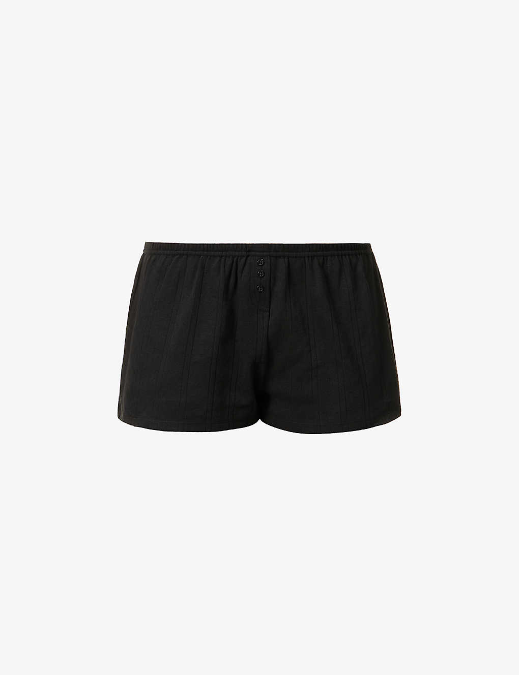 Cou Cou Intimates Womens 2black Pointelle Knitted Organic-cotton Shorts