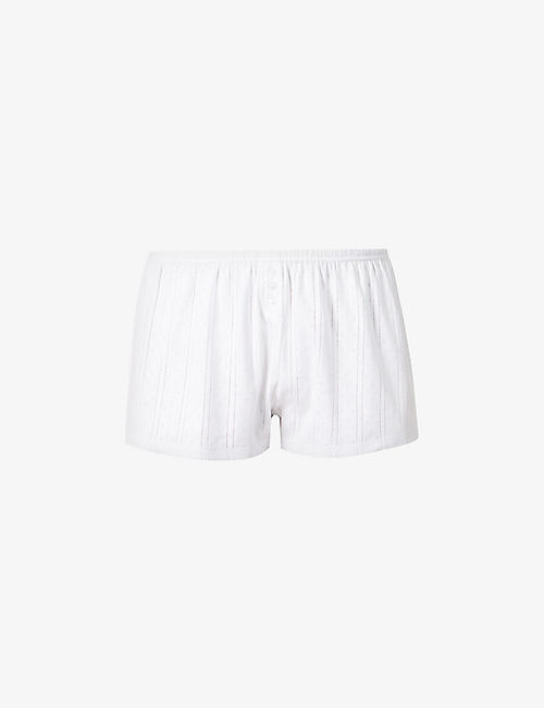COU COU INTIMATES: Pointelle high-rise organic-cotton shorts