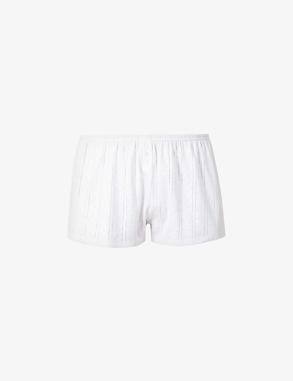 Shop Cou Cou Intimates Women's 001 White Pointelle High-rise Organic-cotton Shorts