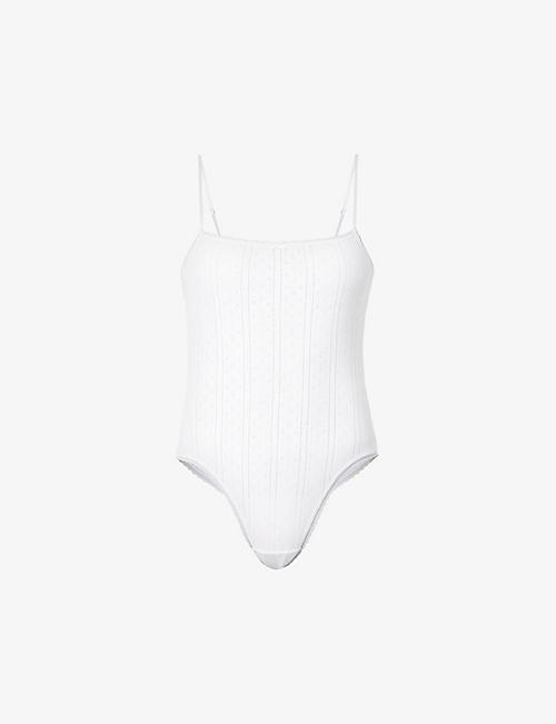 COU COU INTIMATES: The Bodysuit pointelle-pattern organic-cotton body