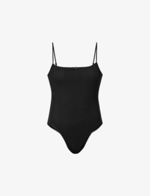 Cou Cou Intimates Womens 2black The Bodysuit Pointelle Organic-cotton Body