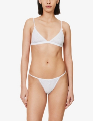 Cou Cou Intimates Pointelle Organic-cotton Triangle Bra In 001 White
