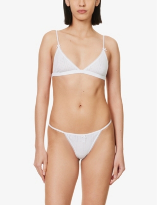 Shop Cou Cou Intimates Women's 001 White Pointelle Organic-cotton Triangle Bra