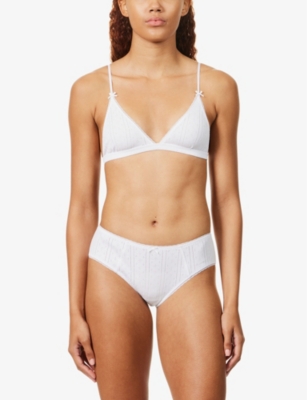 Shop Cou Cou Intimates Women's 001 White The Cosy Pointelle-pattern Organic-cotton Briefs