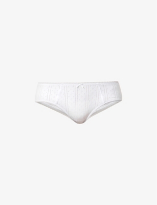 Cou Cou Intimates Womens 001 White The Cosy Pointelle-pattern Organic-cotton Briefs