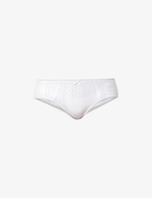 COU COU Set of three pointelle-knit organic cotton thongs