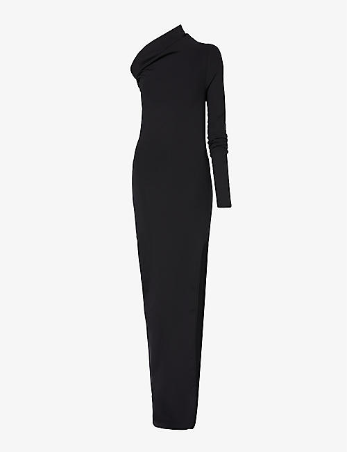RICK OWENS LILLIES: Sivaan asymmetric one-shoulder stretch-woven maxi dress