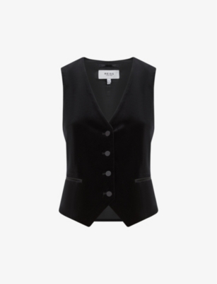 REISS - Opal single-breasted velvet waistcoat | Selfridges.com