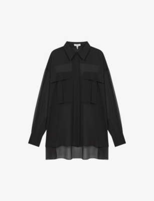 REISS - Adaline relaxed-fit long-sleeve sheer woven shirt | Selfridges.com