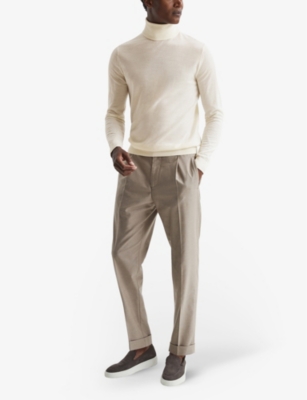 Shop Reiss Men's Bianco Caine Slim-fit Wool Jumper