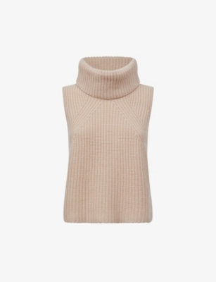 Reiss Womens Neutral Kasha Removable Roll-neck Wool-blend Jumper