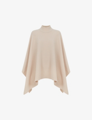 Reiss Nude Megan Relaxed Wool-cashmere Poncho In Nude