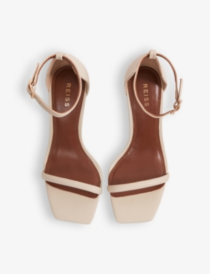 Shop Reiss Women's Off White Cora Wedge-heel Leather Sandals