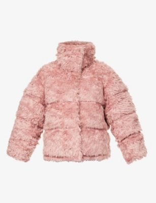 ACNE STUDIOS ACNE STUDIOS WOMEN'S BLOSSOM PINK OLIMERA FUNNEL-NECK TEXTURED WOOL-DOWN JACKET