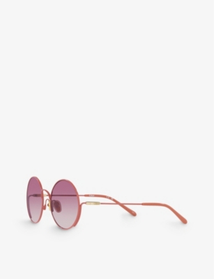 Shop Chloé Chloe Women's Pink Cc0016s Round-frame Metal Sunglasses