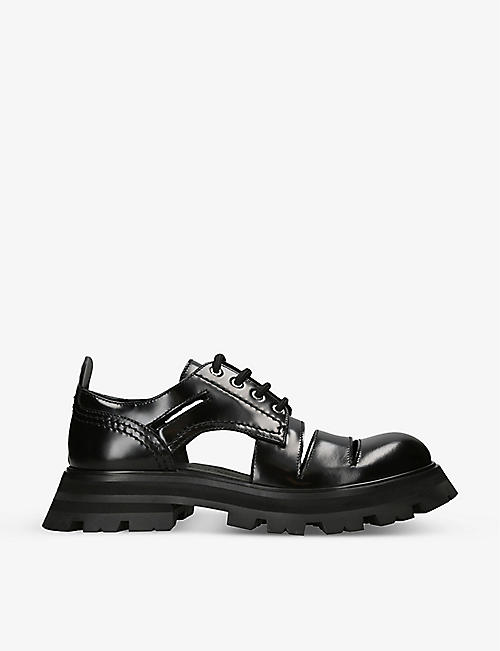 ALEXANDER MCQUEEN: Cut-out chunky-sole leather derby shoes