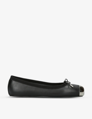 ALEXANDER MCQUEEN: Metal-toecap leather ballet flats