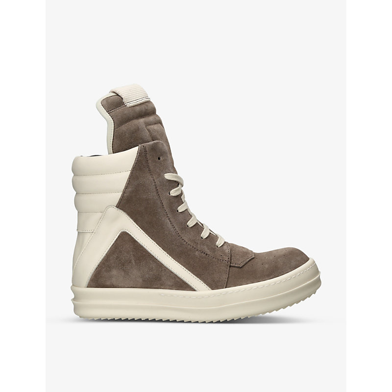 Shop Rick Owens Womens Brown/oth Geobasket Lace-up Suede High-top Trainers