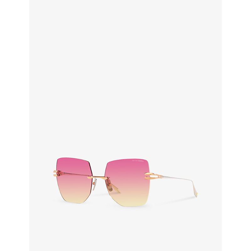 Shop Dita Women's D4000434 Embra Square-frame Metal Sunglasses