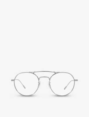 Oliver Peoples Mens Ov1309st Reymont Round-frame Titanium Optical Glasses