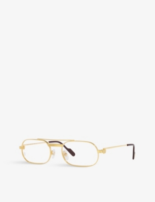 Shop Cartier 6l001647 Ct0410o Rectangle-frame Metal Optical Glasses