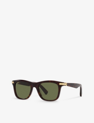 CARTIER: CT0396S rectangle-frame tortoiseshell acetate sunglasses