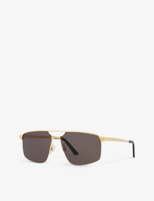 Shop Cartier 6l001639 Ct0385s Pilot-frame Metal Sunglasses