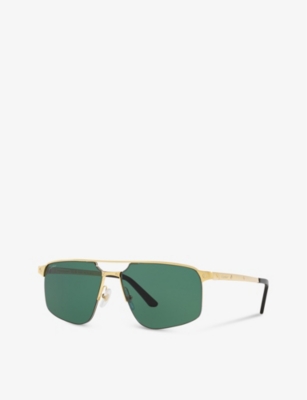 Shop Cartier Womens 6l001639 Ct0385s Pilot-frame Metal Sunglasses
